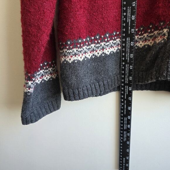Croft & Barrow Silk Blend Fair Isle Cardinal Full Zip Cardigan Sz XL Red Holiday - Picture 5 of 7